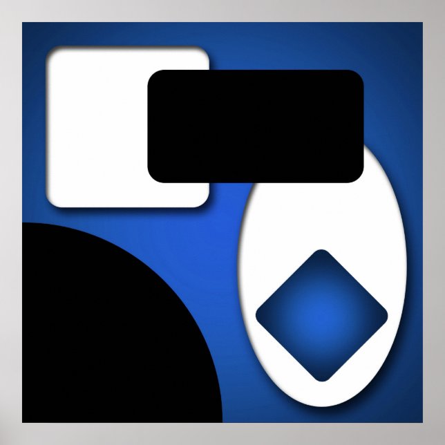 Abstrakt Rich Modern Blue Shapes AP006 Poster (Vorne)