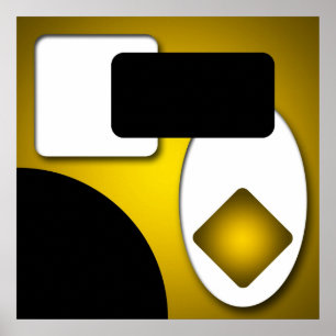 Abstrakt Rich Modern Yellow Shapes AP006 Poster