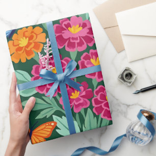 Abstrakt Ringelblumen Schmetterlinge Geschenkpapie Geschenkpapier