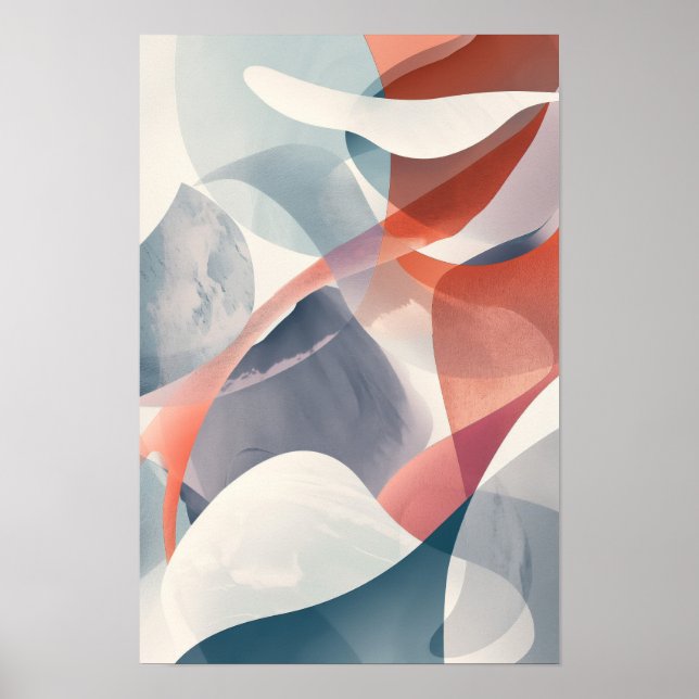 Abstrakt Rock Gray und Red Modern Poster (Vorne)