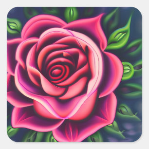 Abstrakt Romantisches Rosenblühen Quadratischer Aufkleber