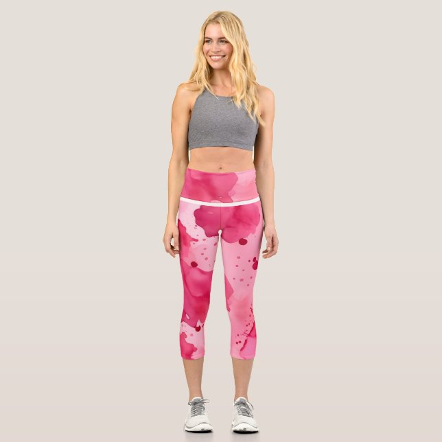 Abstrakt Rosa auf Rosa Capri Leggings (Vorderseite)