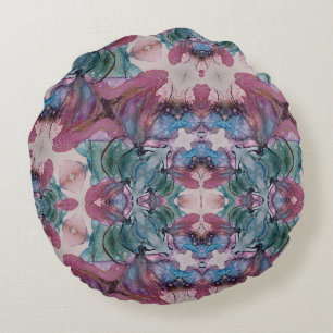 Abstrakt rosa blau und grün rundes kissen