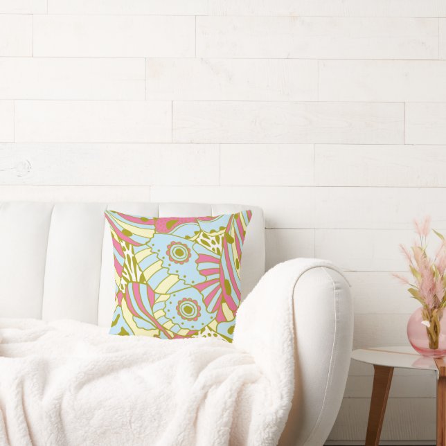 Abstrakt rosa blaue Schmetterlingswurfkissen Kissen (Liege)