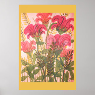 Abstrakt rosa, blumenfarbene Wasserfarbe Poster