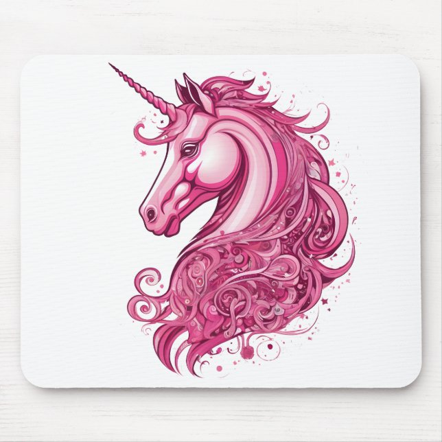 Abstrakt-rosa Einhorn Mousepad (Vorne)