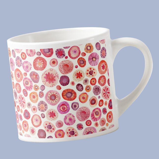 Abstrakt rosa Farbflora Muster Espressotasse (Fun abstract modern floral  espresso cup)