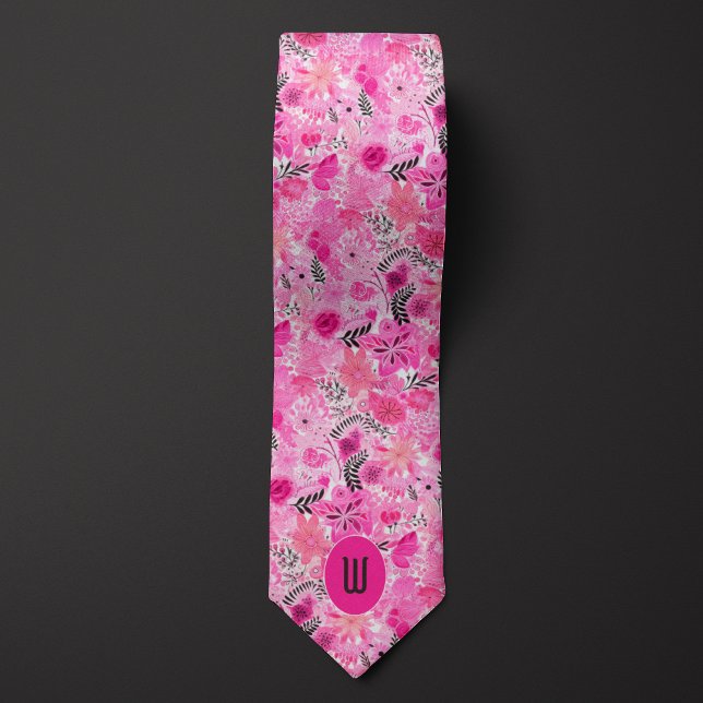 Abstrakt rosa Floral Monogramm Krawatte (Von Creator hochgeladen)