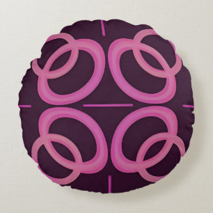 Abstrakt rosa geometrisches Zirkelmuster Rundes Kissen