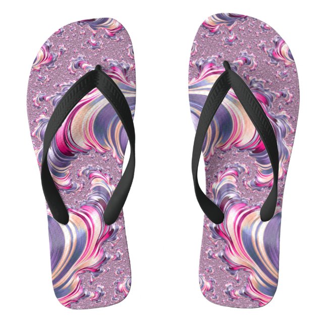 Abstrakt rosa Lila Fraktal Flip Flops (Fußbett)