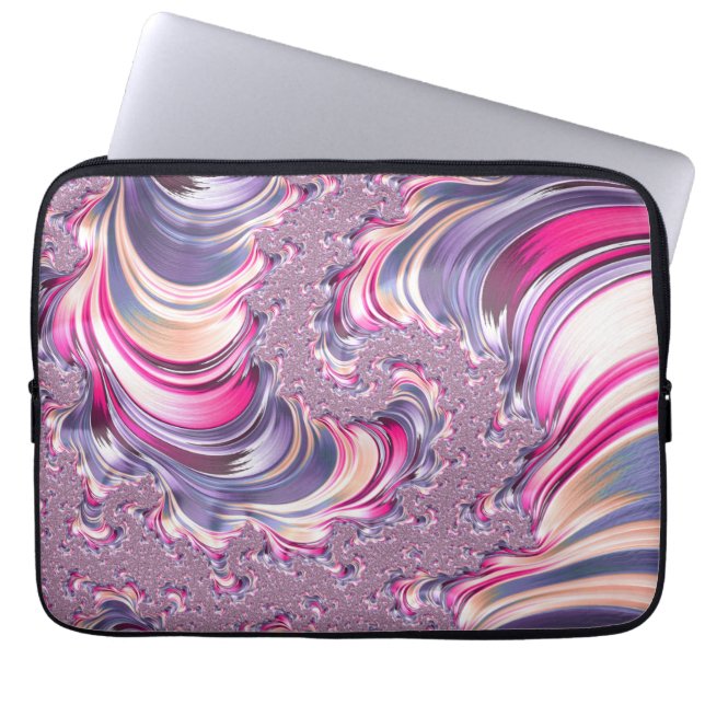Abstrakt rosa Lila Fraktal Laptopschutzhülle (Vorderseite)