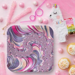 Abstrakt rosa Lila Fraktal Pappteller