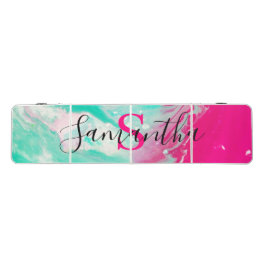 Abstrakt-Rosa-Marmor-Individuelle Name Monogram Beer Pong Tisch