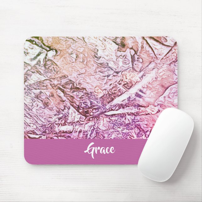 Abstrakt rosa Muster Monogramm Mousepad (Mit Mouse)