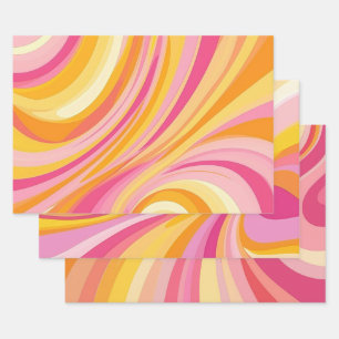 Abstrakt rosa Orange Geschenkpapier Set