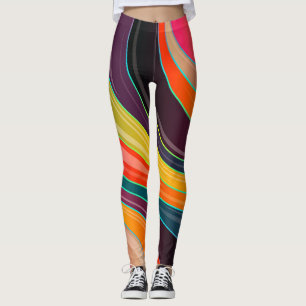Abstrakt rosa Orange Lila Gelb grün Leggings