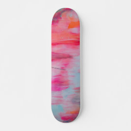 Abstrakt rosa Orange und Weißes Skateboard