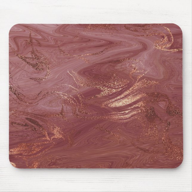 Abstrakt rosa Rose Gold Blush Gold Metallischer Ma Mousepad (Vorne)