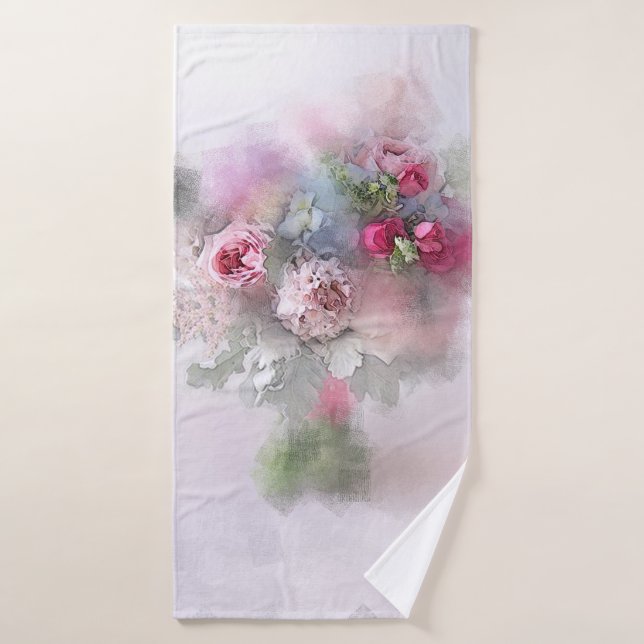 Abstrakt rosa Rote Rosen Blumenvorlage Badhandtuch Set (Badehandtuch)