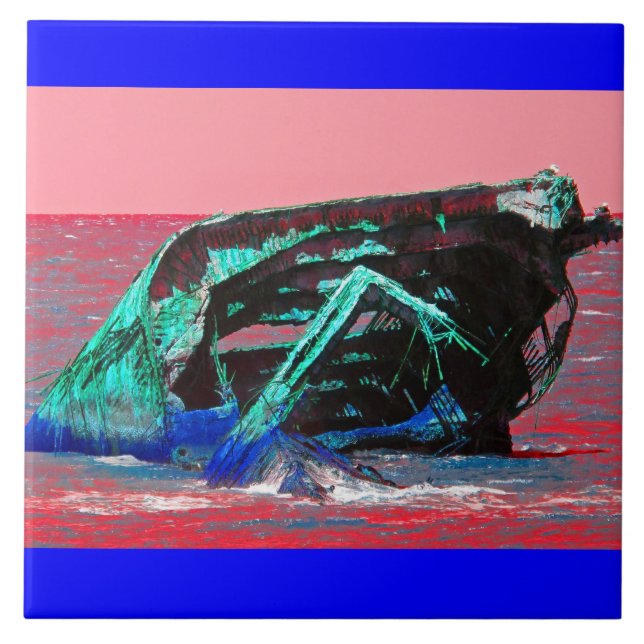 Abstrakt rosa Shipwrack Fliese (Vorderseite)