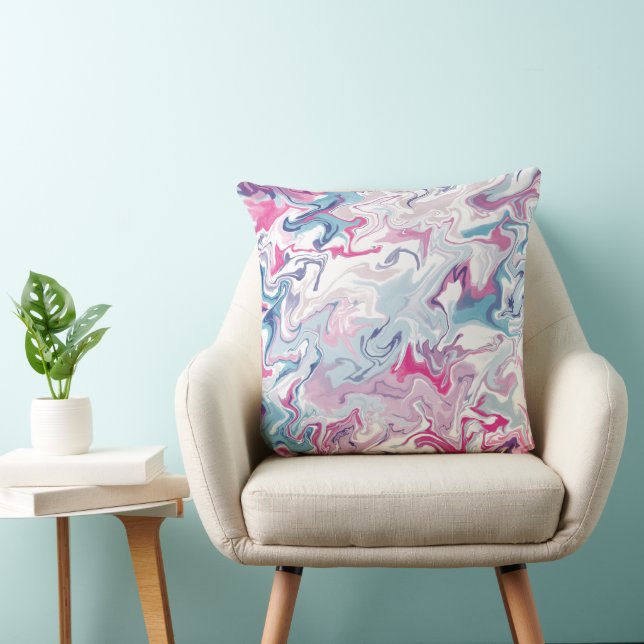 Abstrakt rosa und blaue Kissen aus Marmor modern (Stuhl )