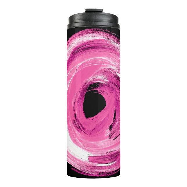 Abstrakt rosa Wasserfarbe Thermosbecher (Vorderseite)