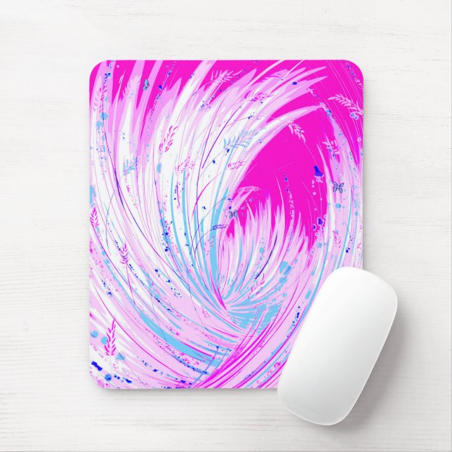 Abstrakt rosa Weißer verzauberter Garten Mousepad (Mit Mouse)