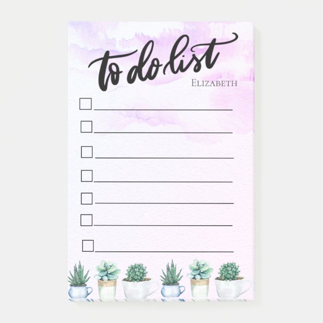 Abstrakt, rosafarbener Paint Splash, Kakteen to Do Post-it Klebezettel (Vorderseite)