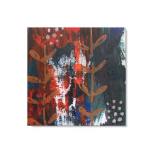 Abstrakt Rot, Blau, Erdfarben mit Vegetal Eleme