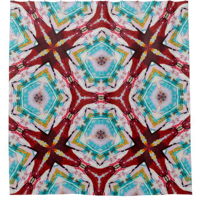 Abstrakt-Rot-Gelb-Duschvorhang Duschvorhang (Vorderseite)