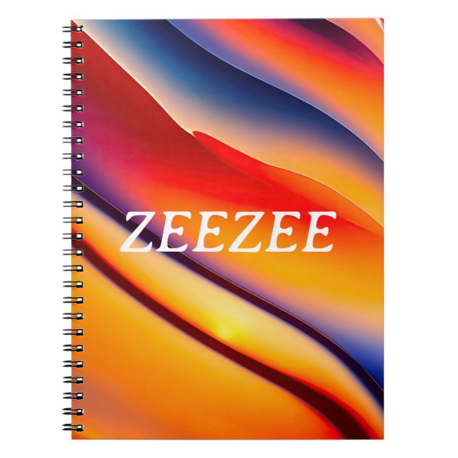 Abstrakt Rot, Orange und Blue Wavy Notizblock (Vorderseite)