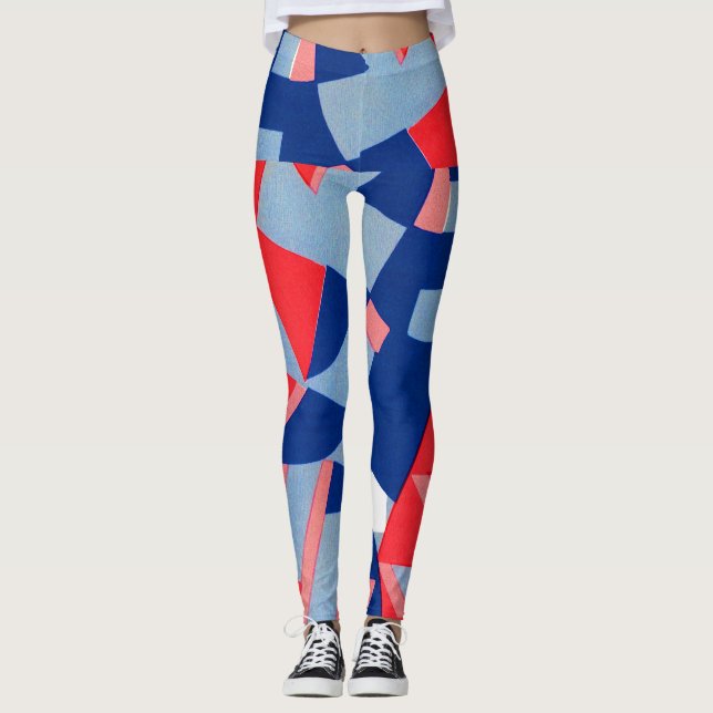 abstrakt, rot und blau, Druck Nr. 1 Leggings (Vorderseite)