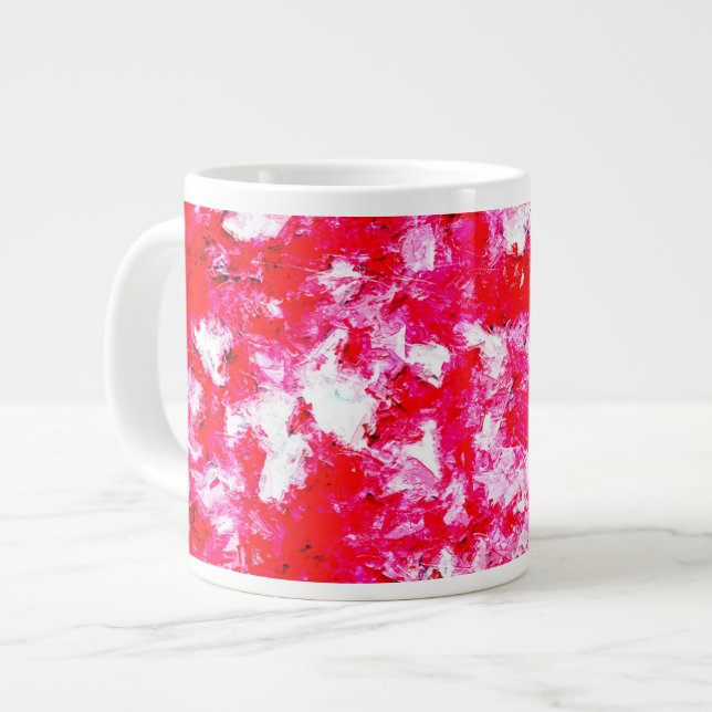 Abstrakt Rot und Rot Jumbo-Tasse (Vorderseite Links)