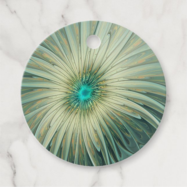Abstrakt Sage Green Fantasy Blume Fraktal Custom Geschenkanhänger (Vorderseite)