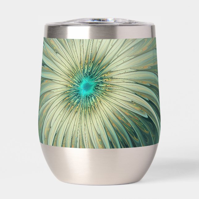 Abstrakt Sage Green Fantasy Blume Fraktal Kunst (Vorderseite)