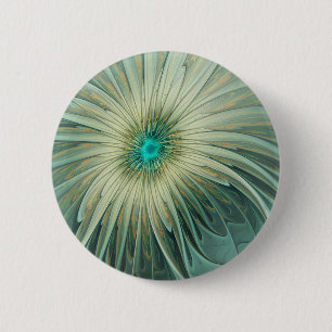 Abstrakt Sage Green Fantasy Blume Fraktal Kunst Button