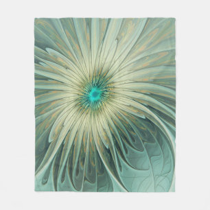 Abstrakt Sage Green Fantasy Blume Fraktal Kunst Fleecedecke