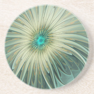 Abstrakt Sage Green Fantasy Blume Fraktal Kunst Getränkeuntersetzer