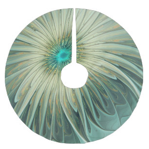 Abstrakt Sage Green Fantasy Blume Fraktal Kunst Polyester Weihnachtsbaumdecke