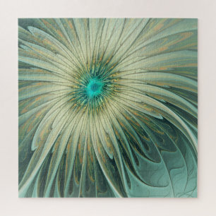 Abstrakt Sage Green Fantasy Blume Fraktal Kunst Puzzle