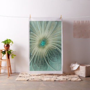 Abstrakt Sage Green Fantasy Blume Fraktal Kunst Stoff
