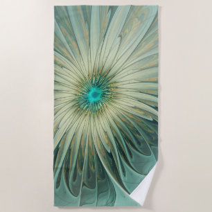 Abstrakt Sage Green Fantasy Blume Fraktal Kunst Strandtuch