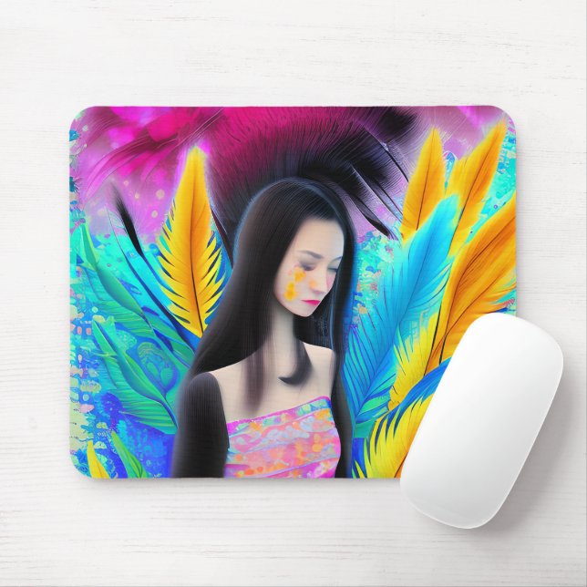 Abstrakt schöne, aber traurige asiatische Girl Col Mousepad (Mit Mouse)