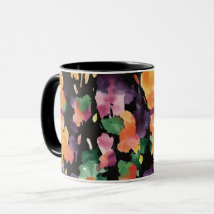 Abstrakt Schwarz Pfirsich Orange Grün Rosa Tasse
