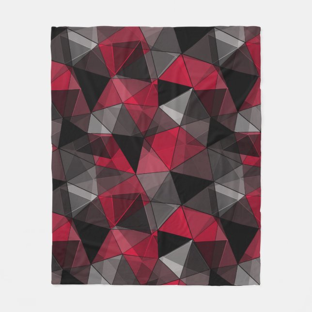 Abstrakt Schwarz, rot, grau geometrisch. Fleecedecke (Vorderseite)