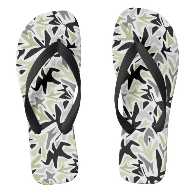 Abstrakt, schwarz und grün, Jugend, modern, kreati Flip Flops (Fußbett)