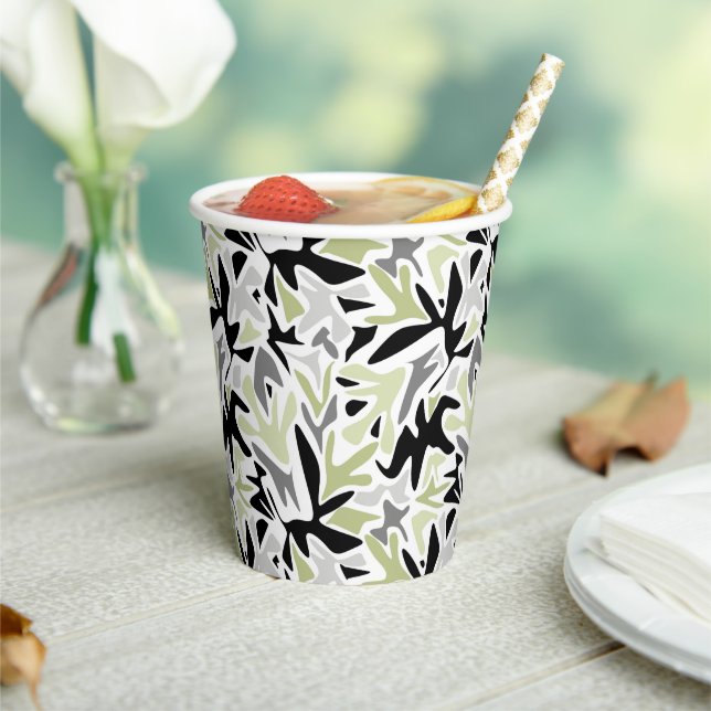 Abstrakt, schwarz und grün, Jugend, modern, kreati Pappbecher (In Situ)