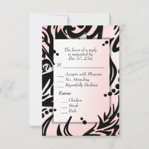 Abstrakt Schwarz und Rosa Tribal mit Menü RSVP Karte