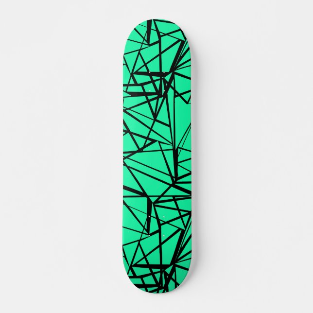 Abstrakt Schwarz und Türkis Skateboard (Vorne)