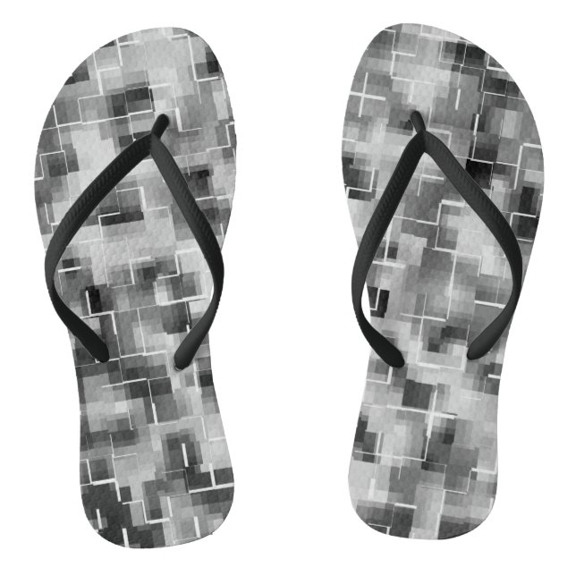 Abstrakt Schwarz Weiß Grau Flip Flops (Fußbett)